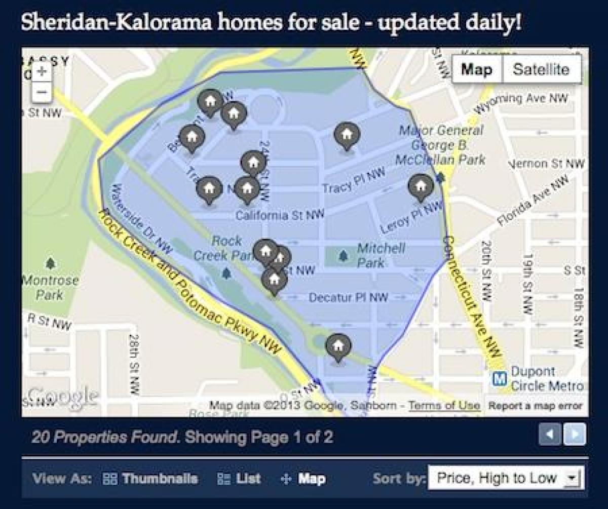 แผนที่ของ kalorama เพื่อนบ้าน