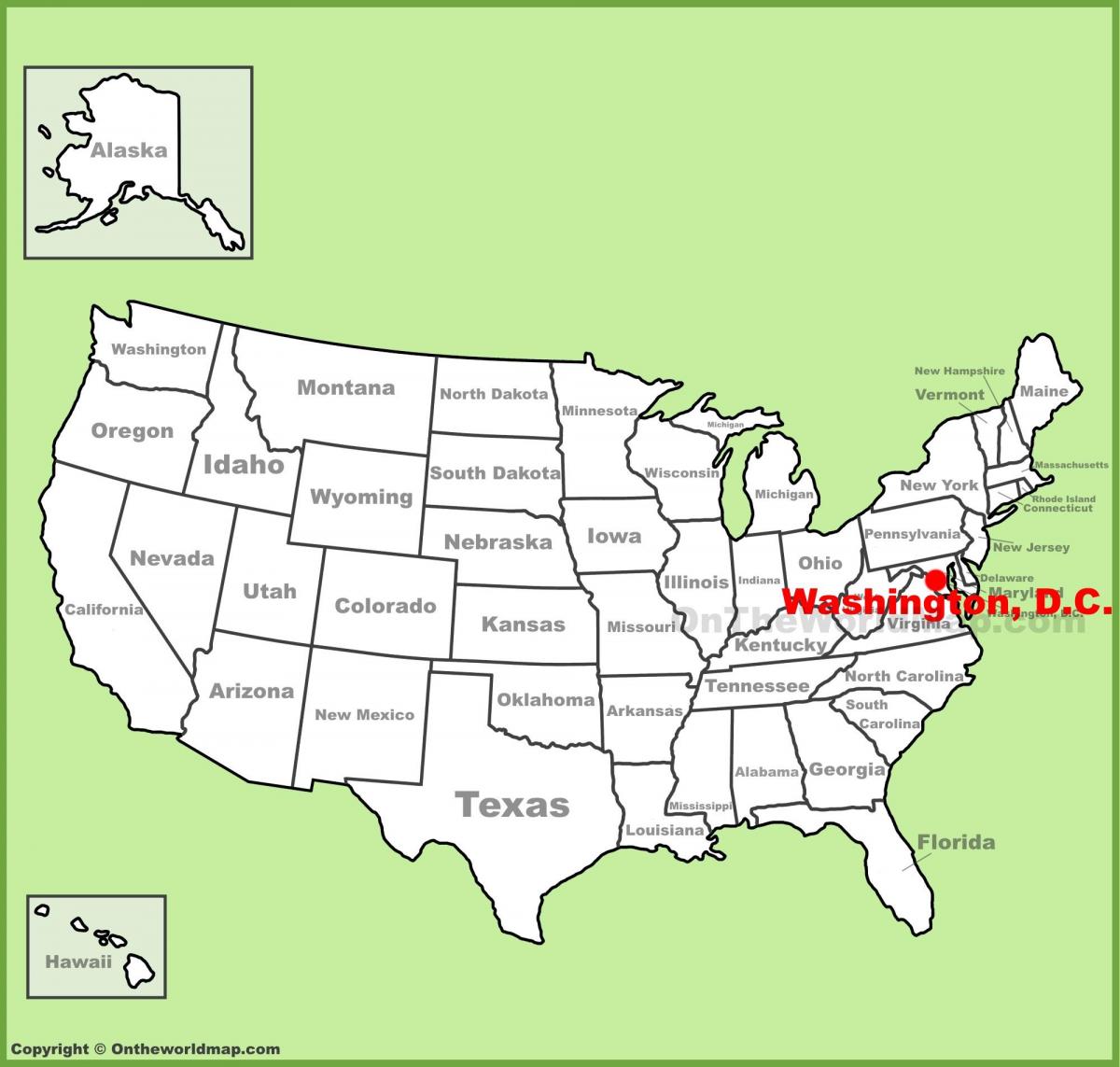 วอชิงตันดีซีอยู่บนแผนที่ของอเมริกา