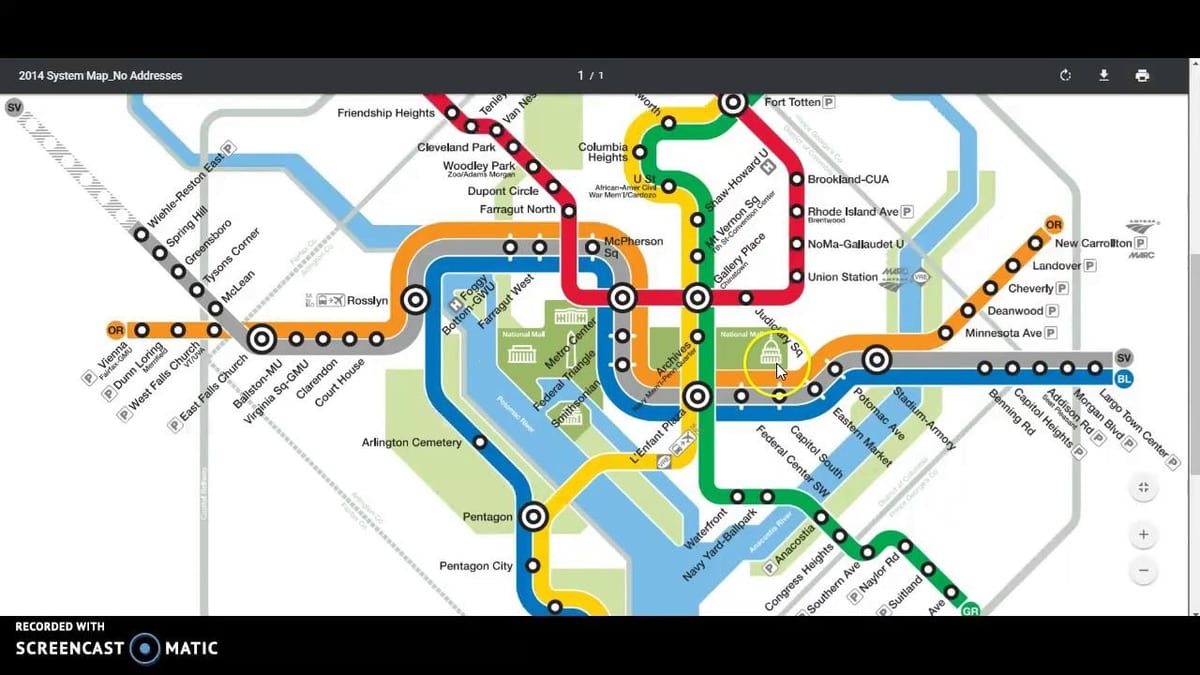 ดีซีเมโทรเดินทางบนแผนที่