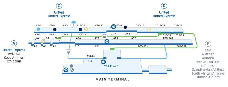 แผนที่ของวอชิงตันดีซี iad สนามบิน