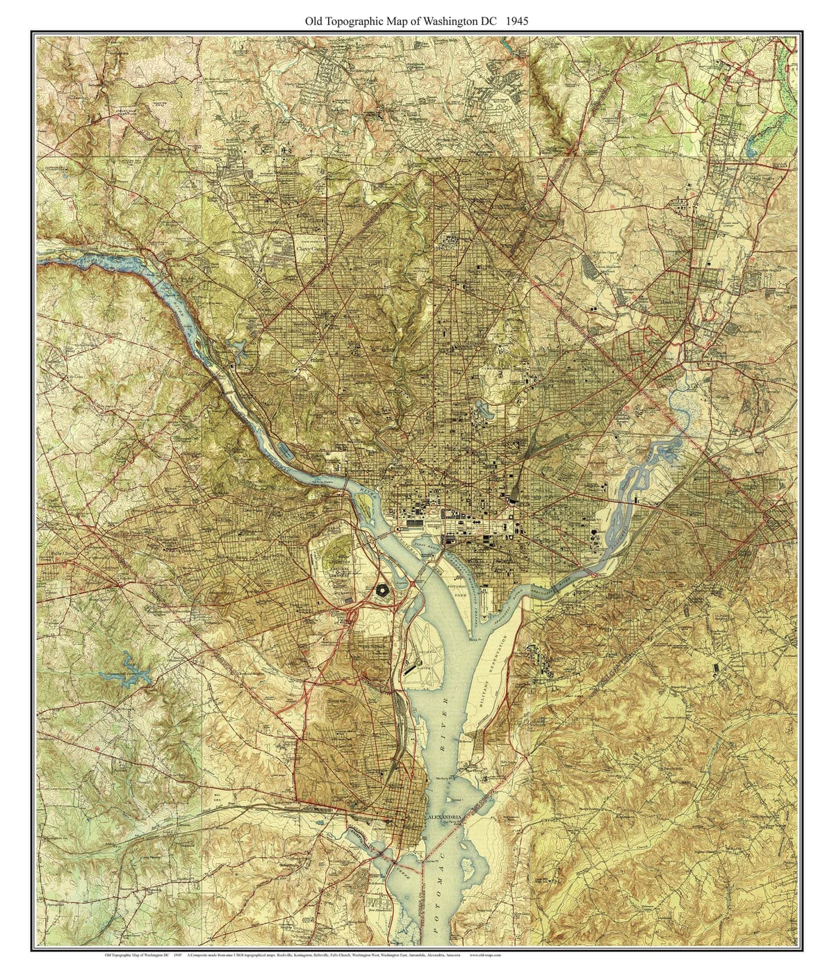 วอชิงตั topographic แผนที่