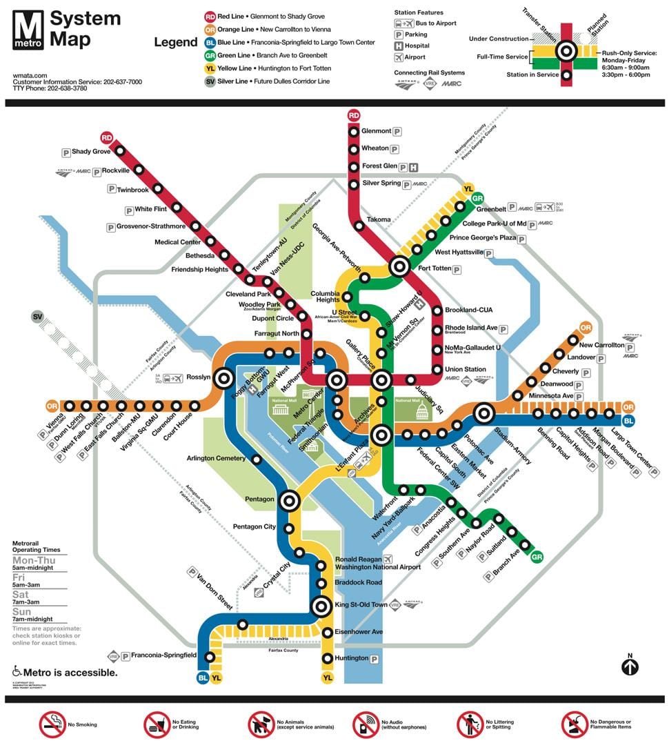 วอชิงตัรถไฟใต้ดินรถไฟใต้ดินแผนที่