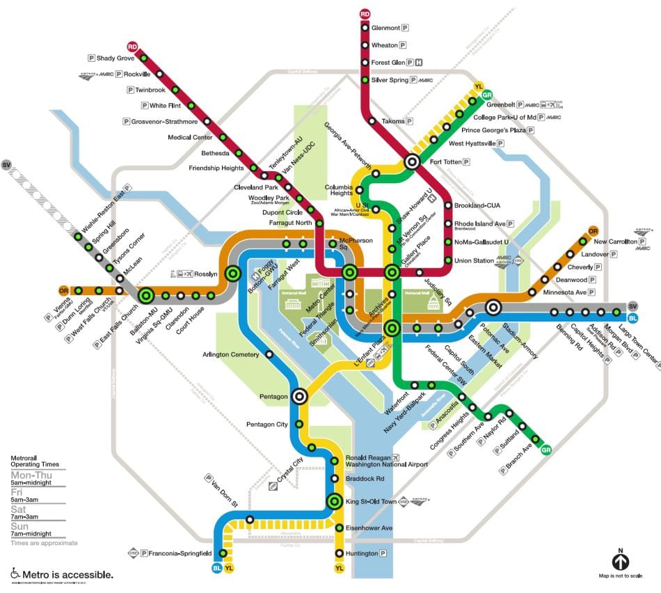 วอชิงตันสถานีรถไฟบนแผนที่