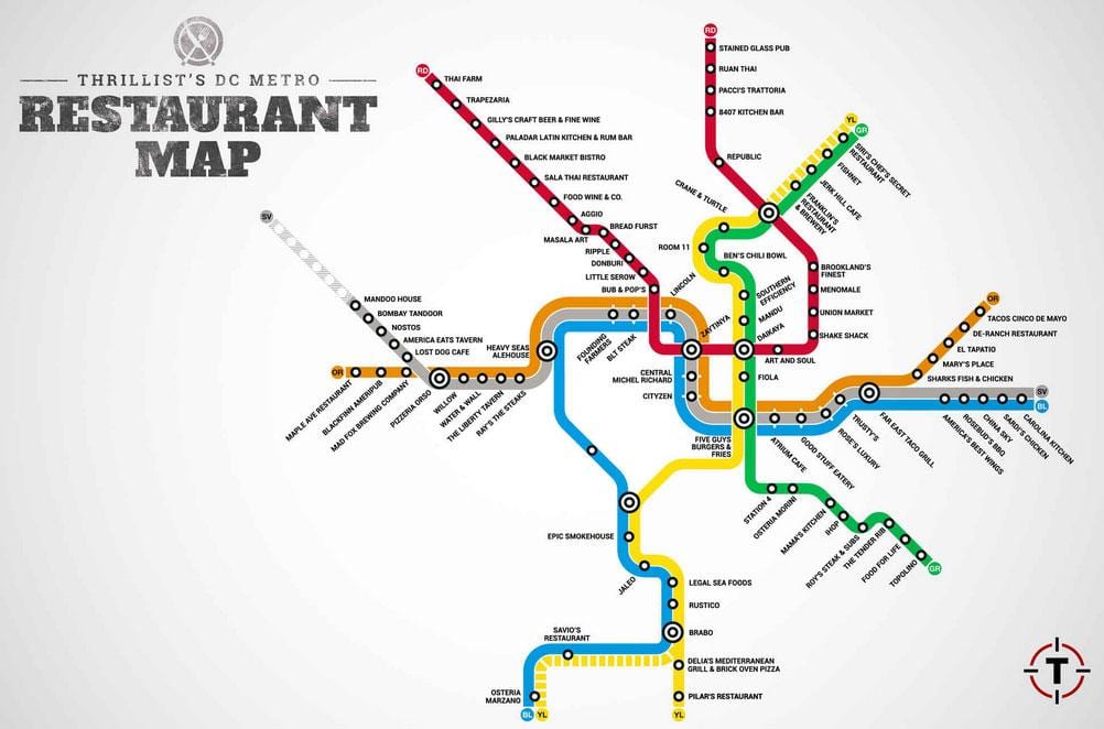 แผนที่ของวอชิงตันดีซีร้านอาหาร