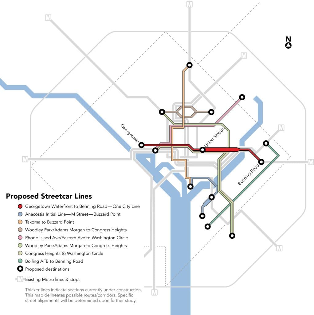 วอชิงตันดีซี streetcar แผนที่