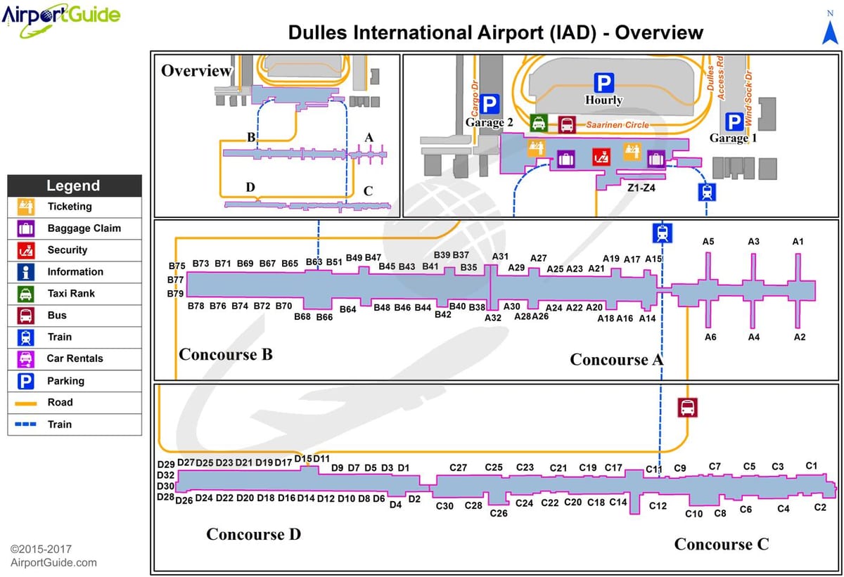 วอชิงตัน iad นแผนที่สนามบิน