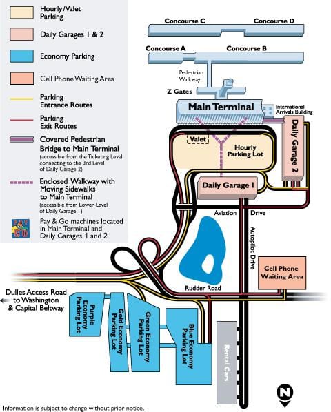 แผนที่ของ iad ลานจอดรถ