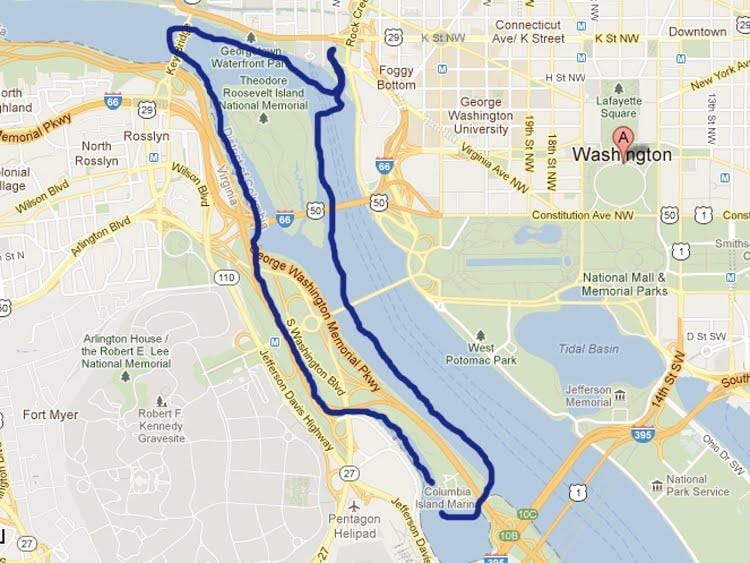 แผนที่ของ potomac แม่น้ำวอชิงตันดีซี
