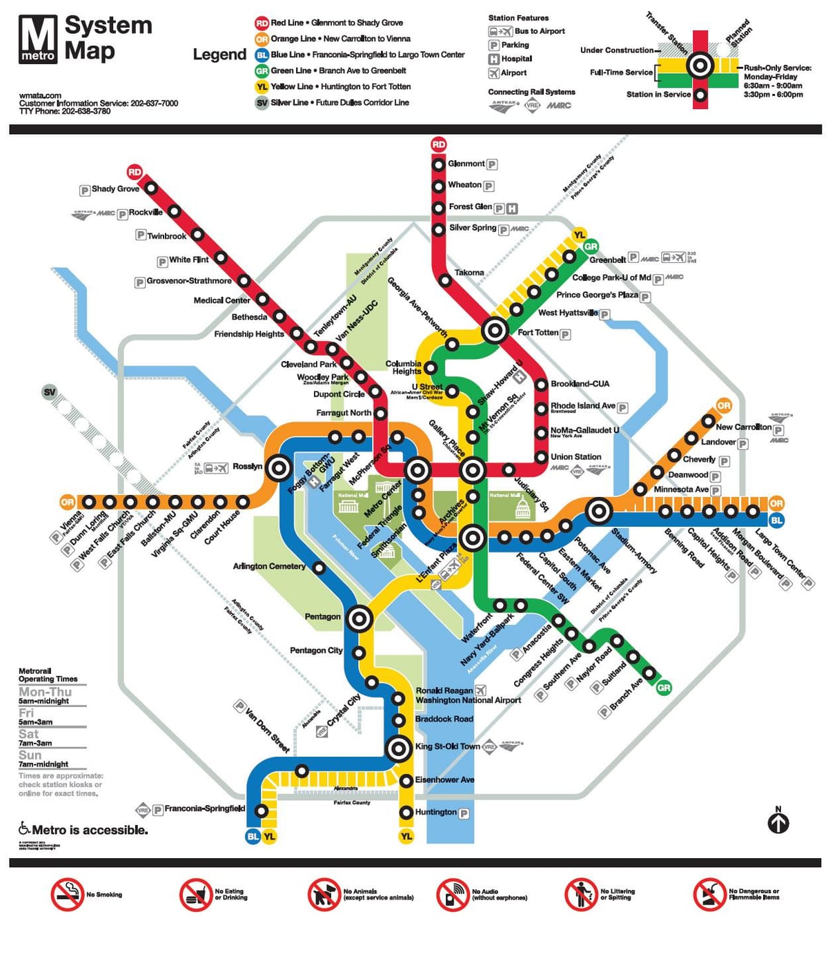 แผนที่ของ wmata นแผนที่ดีซี