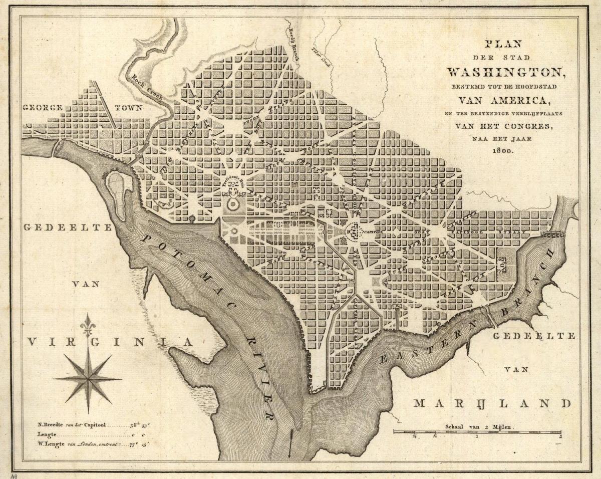 แผนที่ของทางประวัติศาสตร์บนแผนที่ของวอชิงตันดีซี