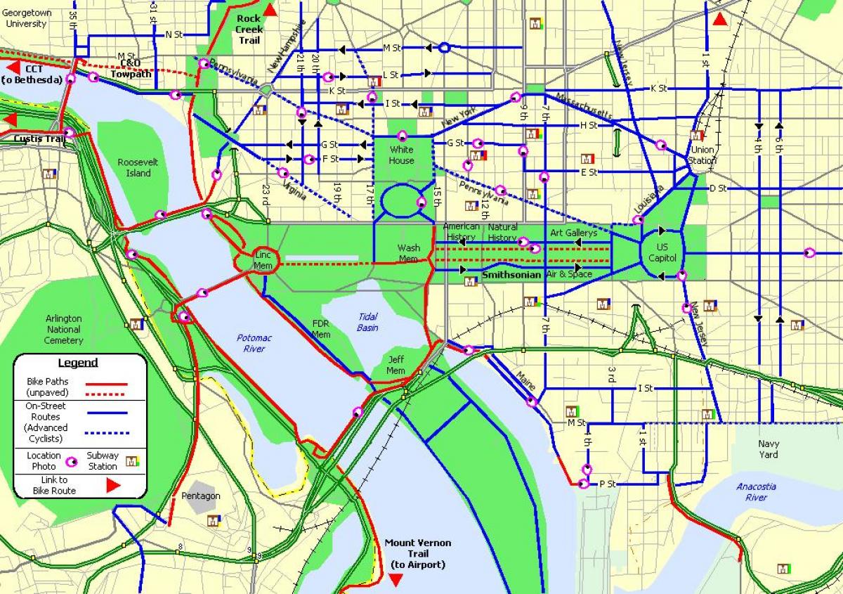 แผนที่ของวอชิงตันจักรยานเส้นทาง