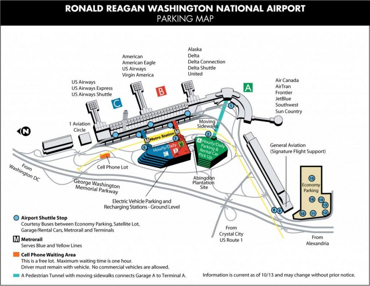 แผนที่ของสนามบินอยู่ใกล้วอชิงตันดีซี