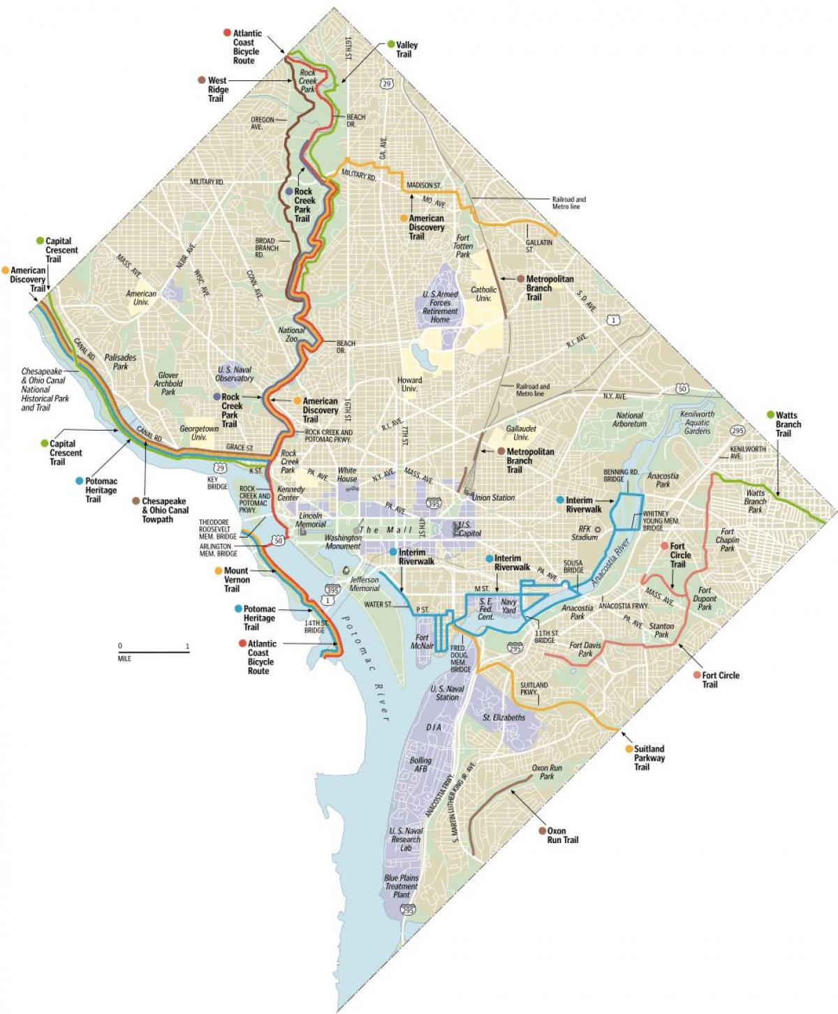 แผนที่ของวอชิงตันดีซีจักรยาน