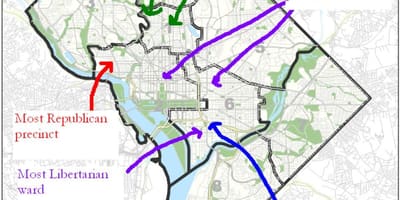 แผนที่ของวอชิงตันดีซีการเมือง