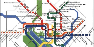 วอชิงตันดีซีเมโทรถไฟบนแผนที่