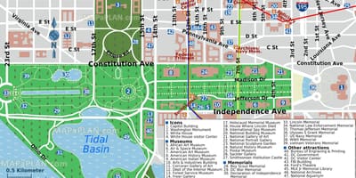 แผนที่ของวอชิงตันดีซีห้างและกพิพิธภัณฑ์